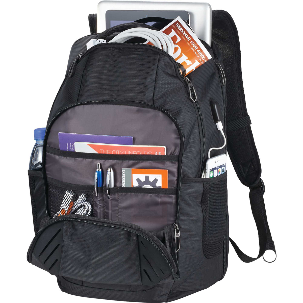 Foyager TSA Laptop Backpack with USB Port, 15 Inch Transfer - Black - Photo 5