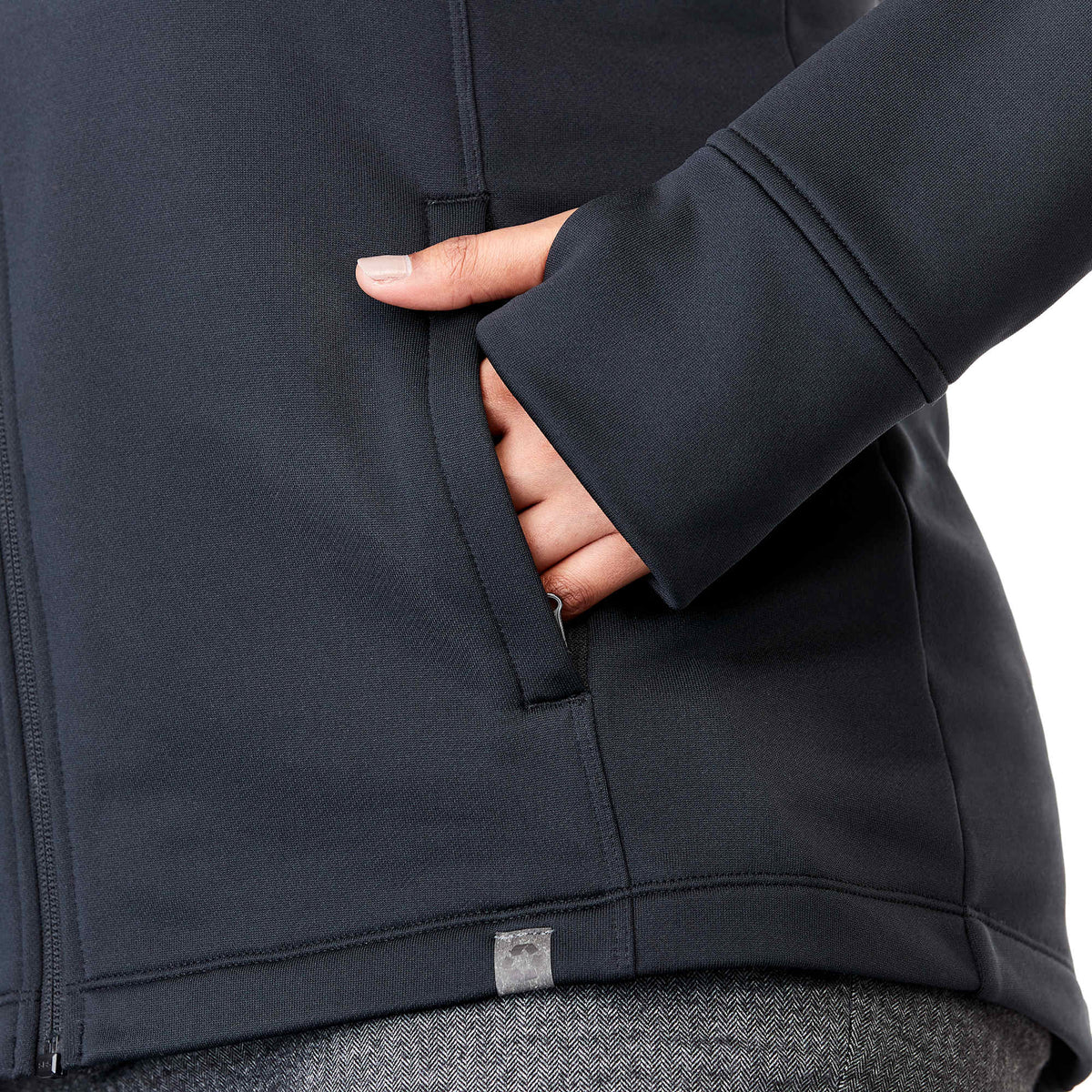 Frazier Eco Knit Jacket for Women Embroidery - Black - On Model Detail