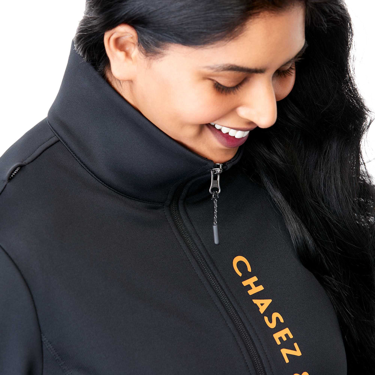 Frazier Eco Knit Jacket for Women Transfer - Black - Right Angle On Model Detail