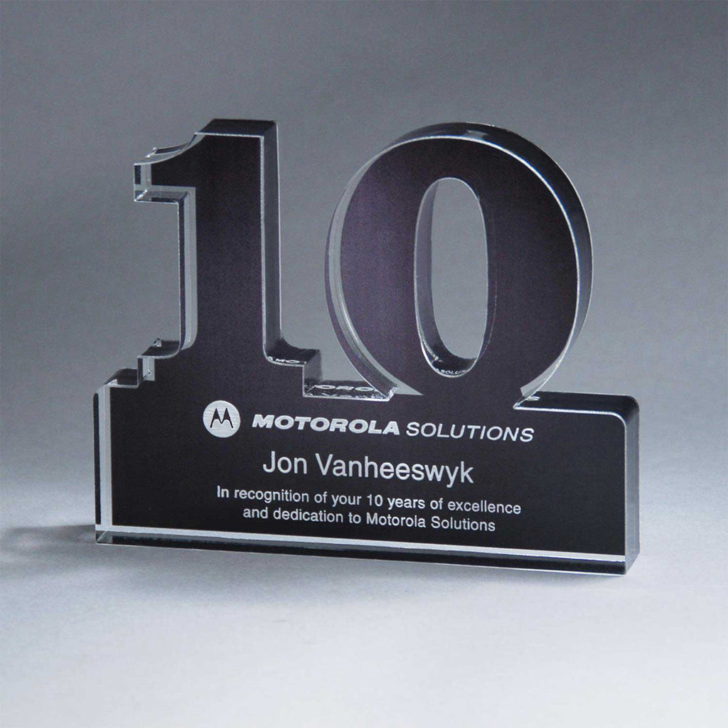 Freestanding Award for 10 Years of Service - Freestanding 10 Year Anniversary Award