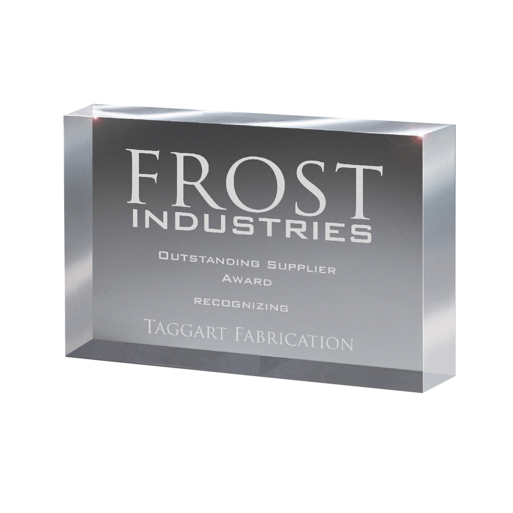 Freestanding Block Award, Medium - Clear - Laser Engraving