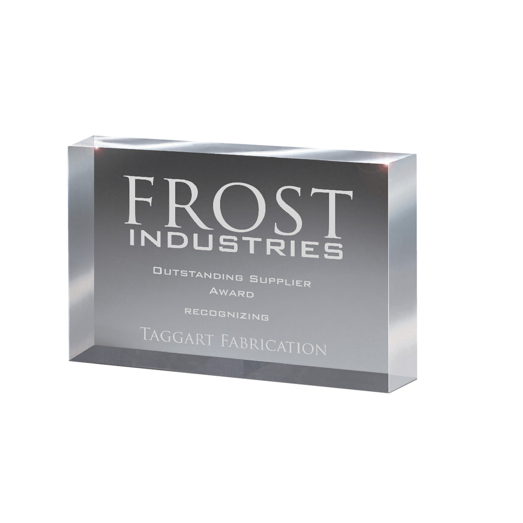 Freestanding Block Award, Small - Clear - Laser Engraving