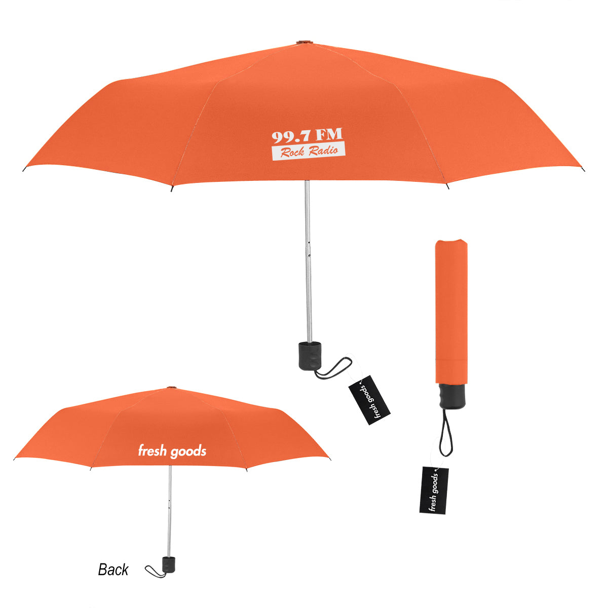 Fresh Goods Budget Telescopic Umbrella, 42 Inch Arc - Orange - Silk Screen