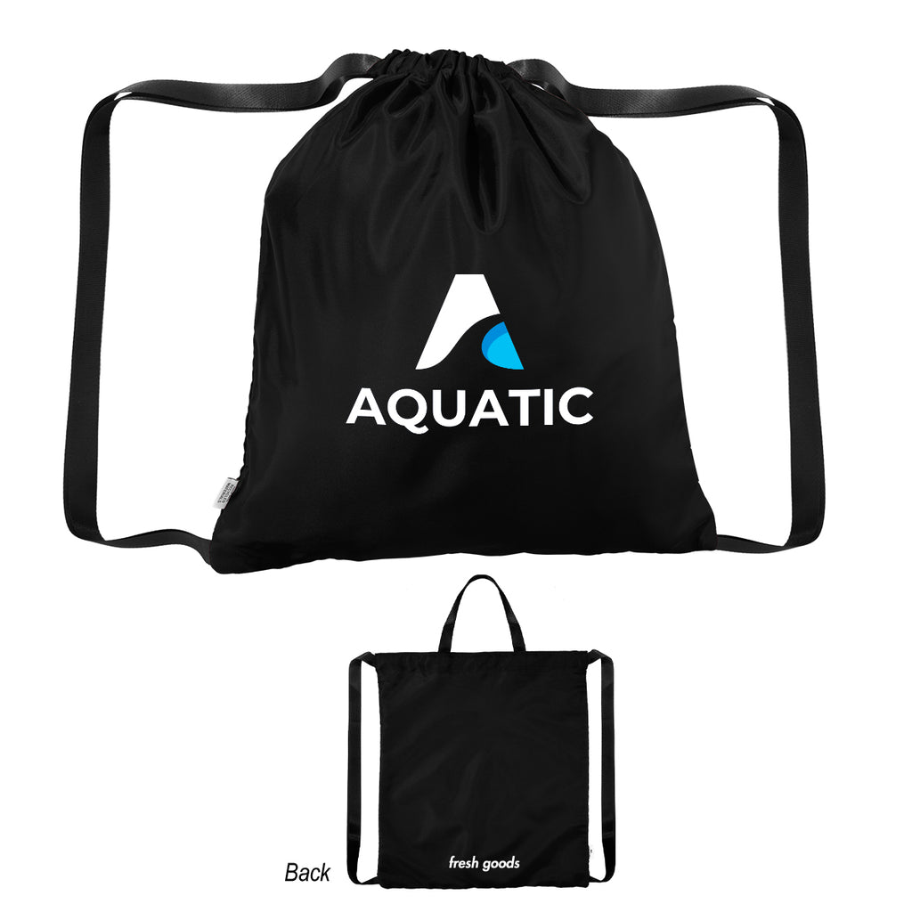 Fresh Goods Joel Drawstring Tote Bag in Recycled PET - Black - Colorbrite