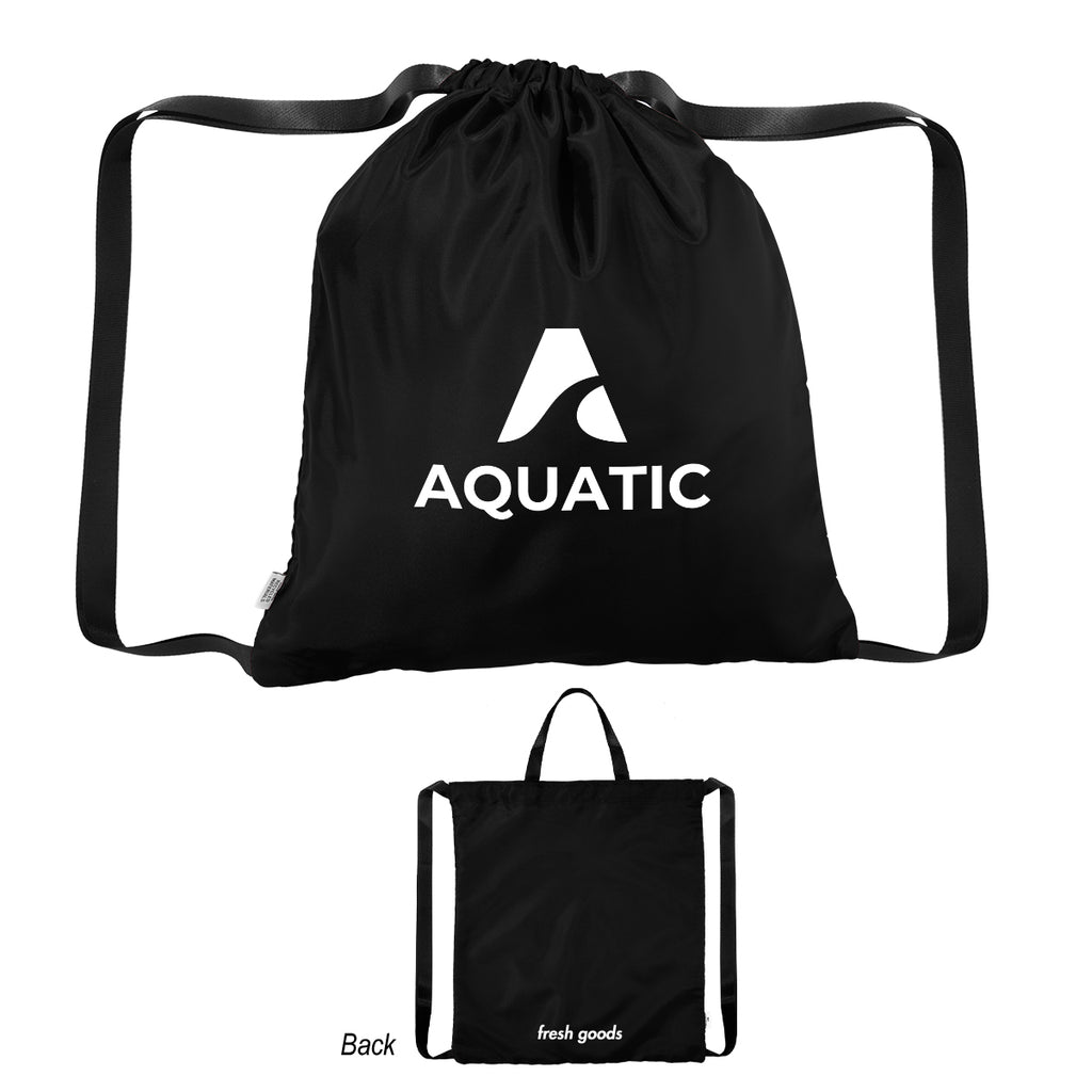 Fresh Goods Joel Drawstring Tote Bag in Recycled PET - Black - Silk Screen