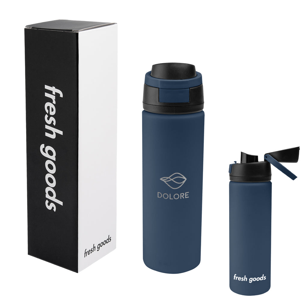 Fresh Goods Pop Sip Recycled Stainless Steel Bottle, 24 oz - Navy - Laser Engraving