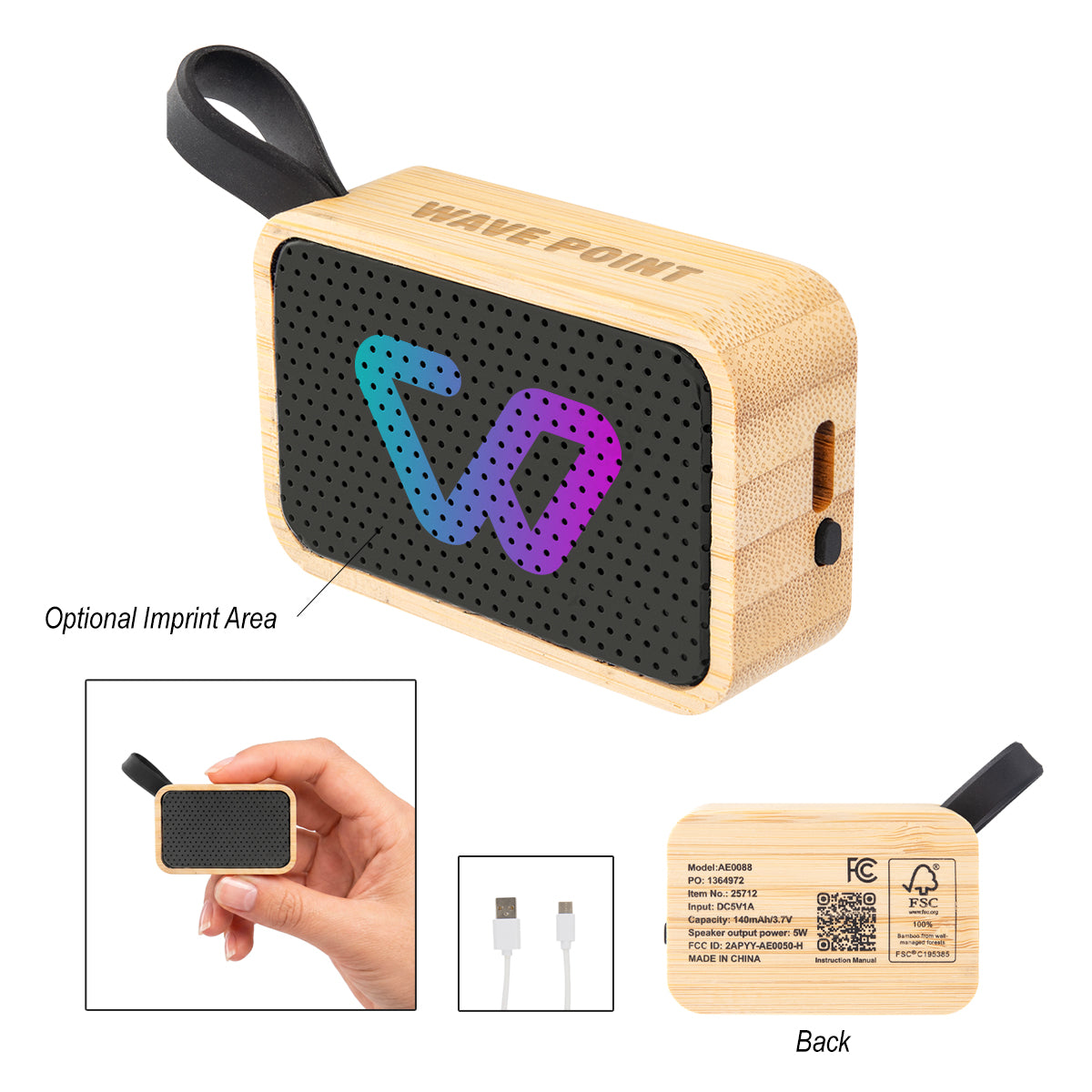 FSC Certified Bamboo Mini Speaker Laser Engraving - FSC® Bamboo Mini Speaker