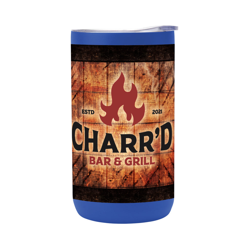 Full Color Double Walled Can Cooler, Four-Way, 12 oz - Blue - Megabrite