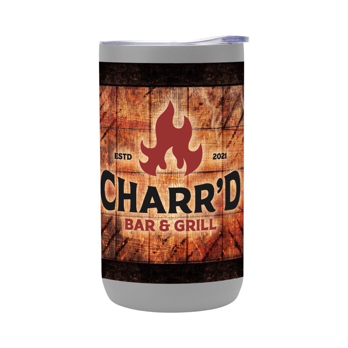 Full Color Double Walled Can Cooler, Four-Way, 12 oz - Gray - Megabrite