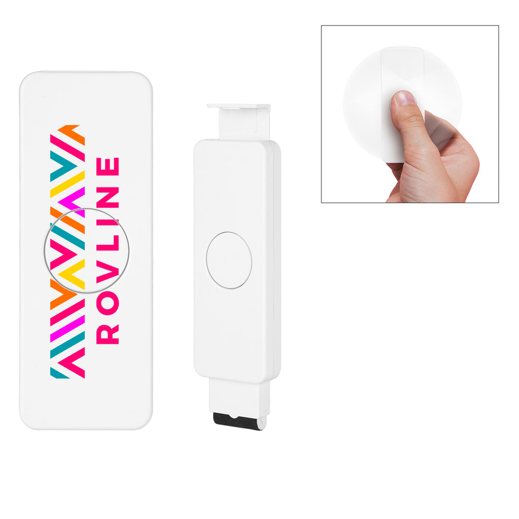 Fun Spinner Phone Stand and Screen Cleaner in One - White - Full Color