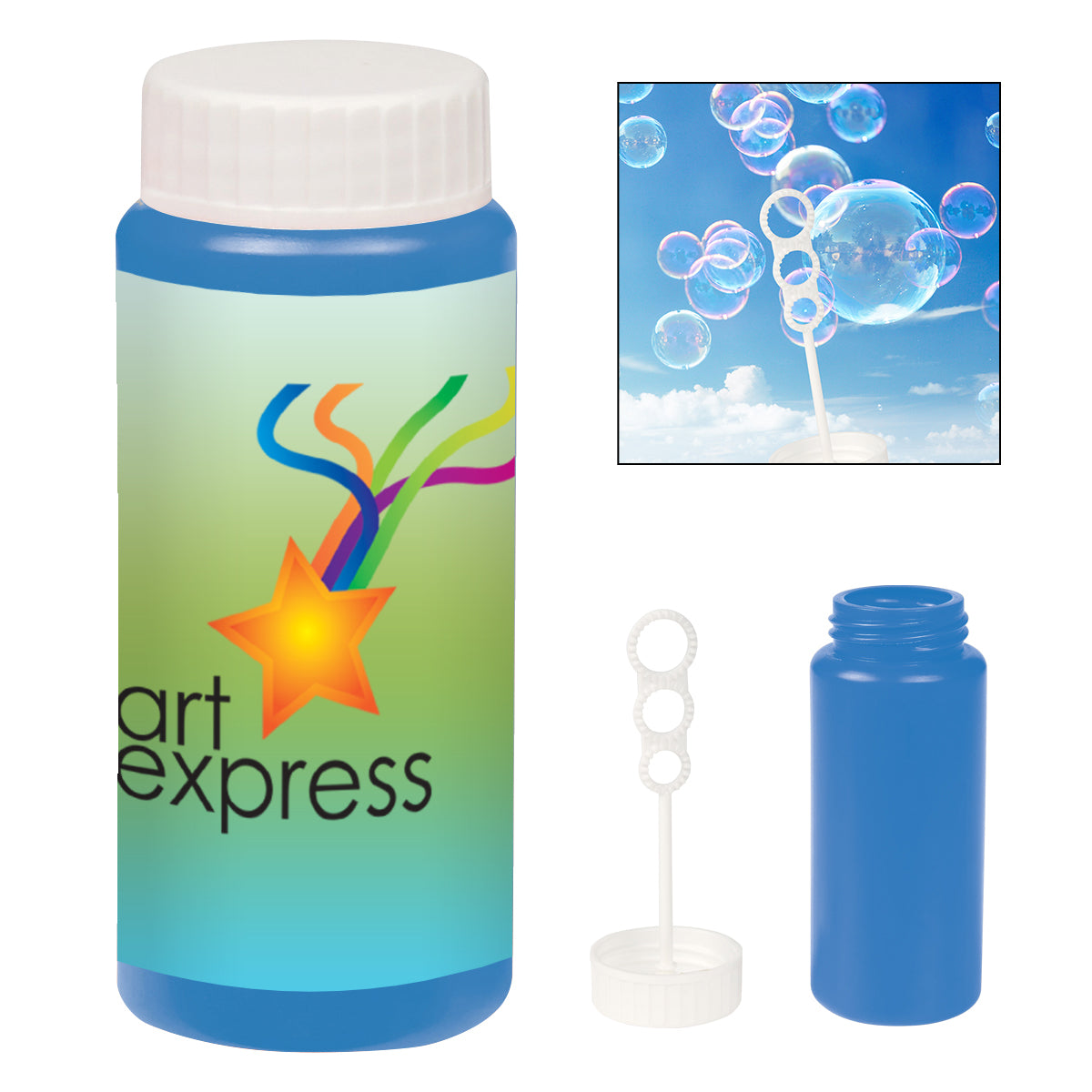 Fun Time Bubble Dispenser, 2 oz - Blue - White_Label