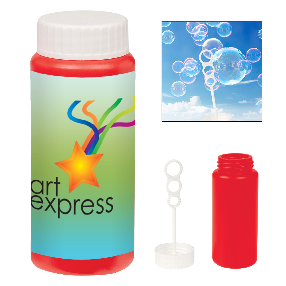 Fun Time Bubble Dispenser, 2 oz - Red - White_Label
