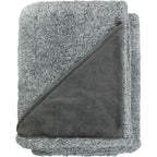 Fuzzy Heathered Fleece Blanket with Logo Patch Embroidery - Charcoal - Top 2