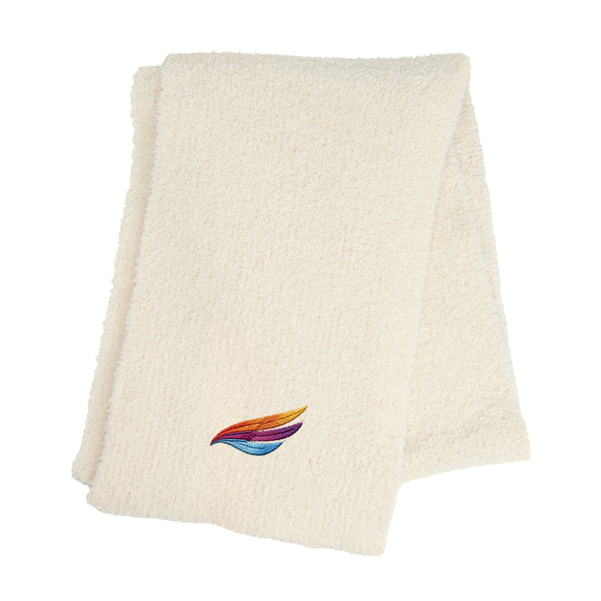 Fuzzy Scarf in Recycled PET - Cream - Embroidery