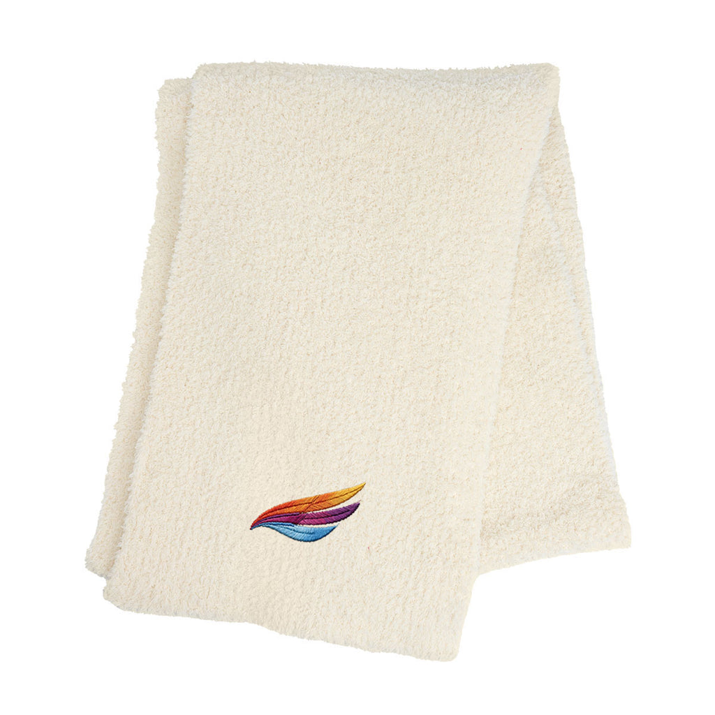 Fuzzy Scarf in Recycled PET - Cream - Embroidery