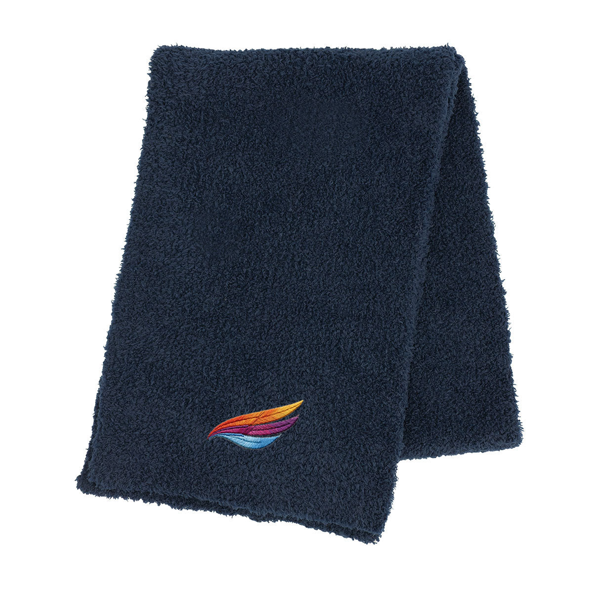 Fuzzy Scarf in Recycled PET - Navy - Embroidery