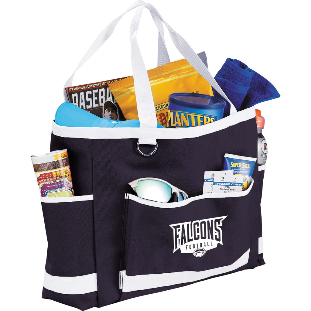 Game Day Carry-All Tote with Side Pockets - Navy - Front