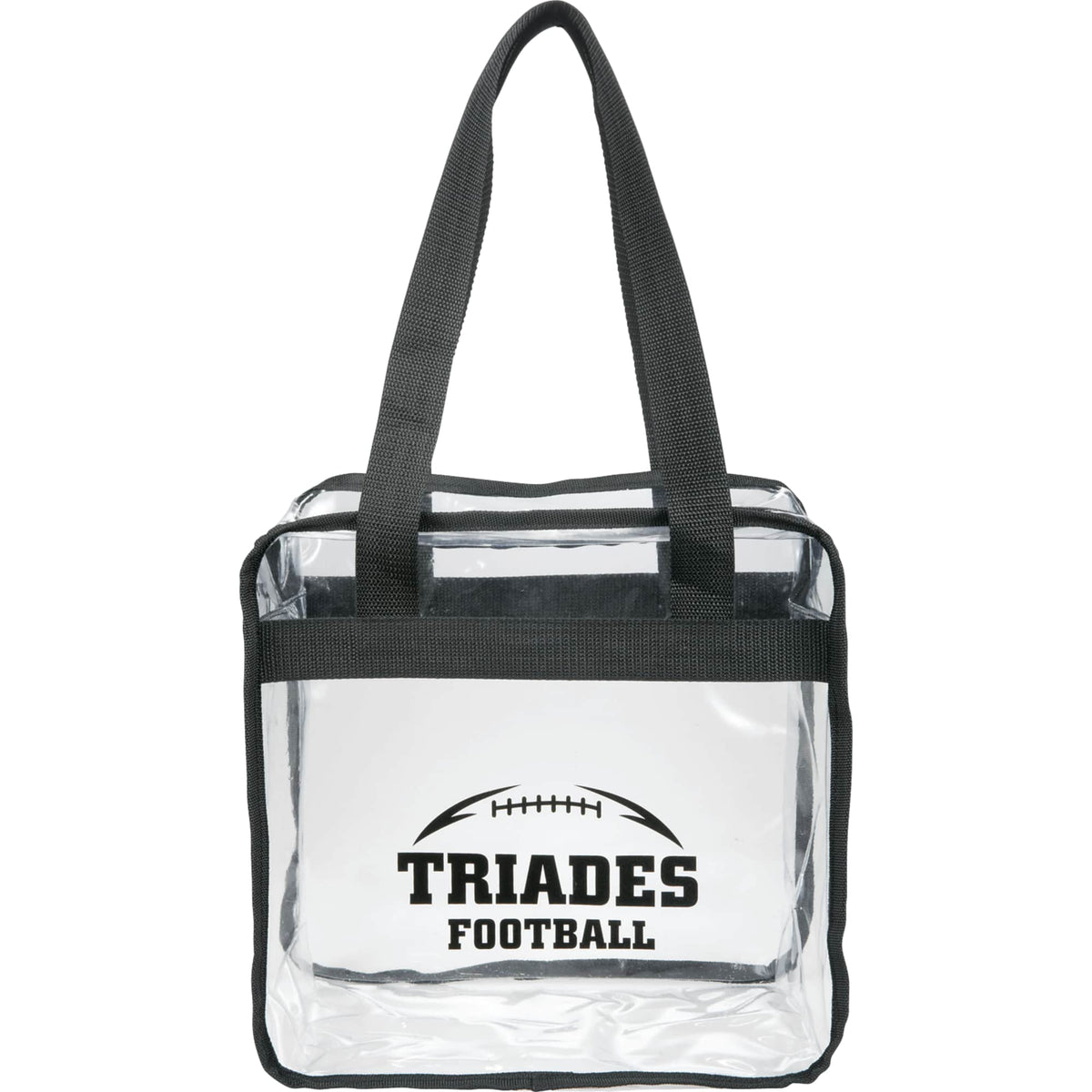 Game Day Clear Safety Tote with Zip Top Transfer - Black - Front 2