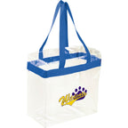 Game Day Clear Tote with Sporty Webbing Trim Transfer - Royal - Front