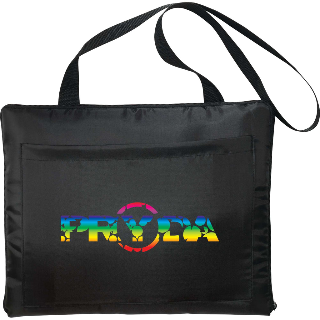 Game Day Fleece Stadium Blanket with Tote Transfer - Black/Gray - Front 3