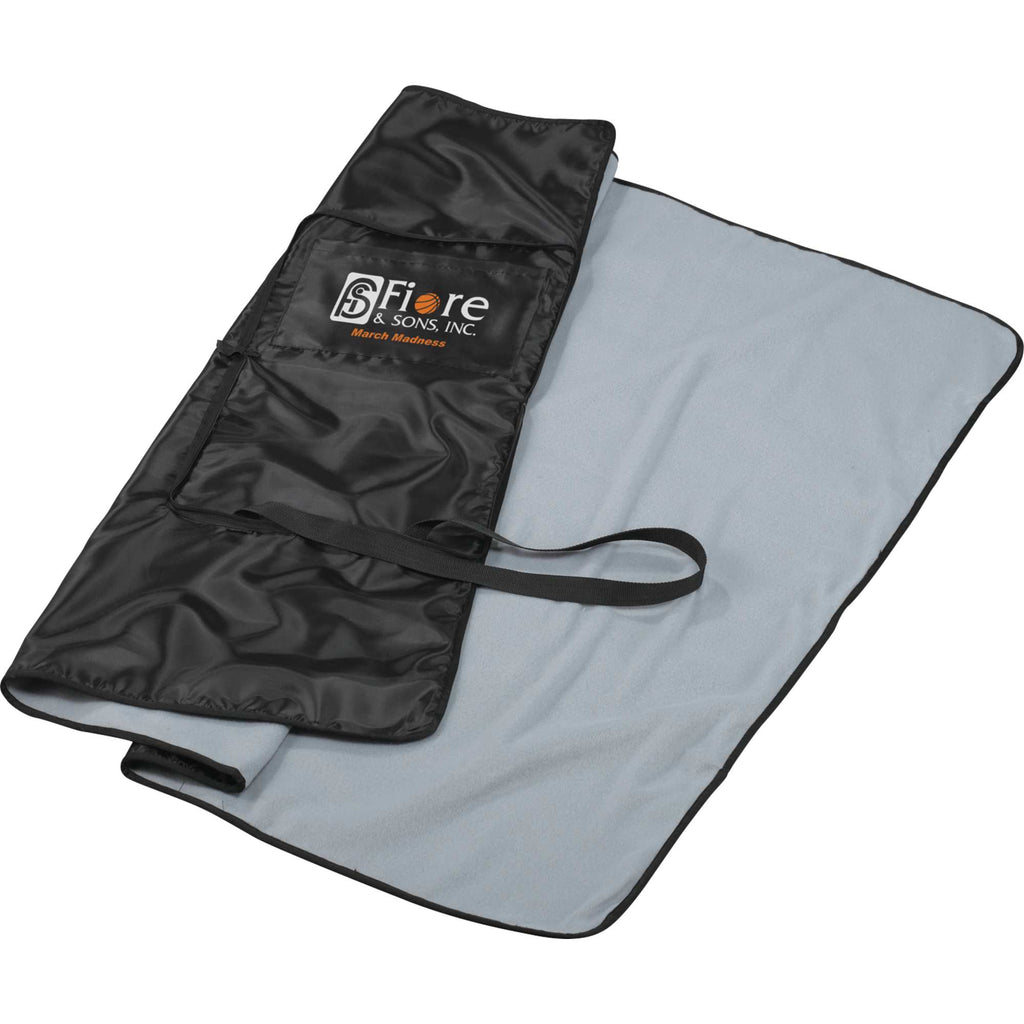 Game Day Fleece Stadium Blanket with Tote Transfer - Black/Gray - Front