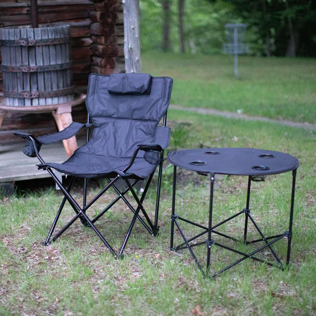 Game Day Round Folding Table for Four Transfer - Black - Photo 4
