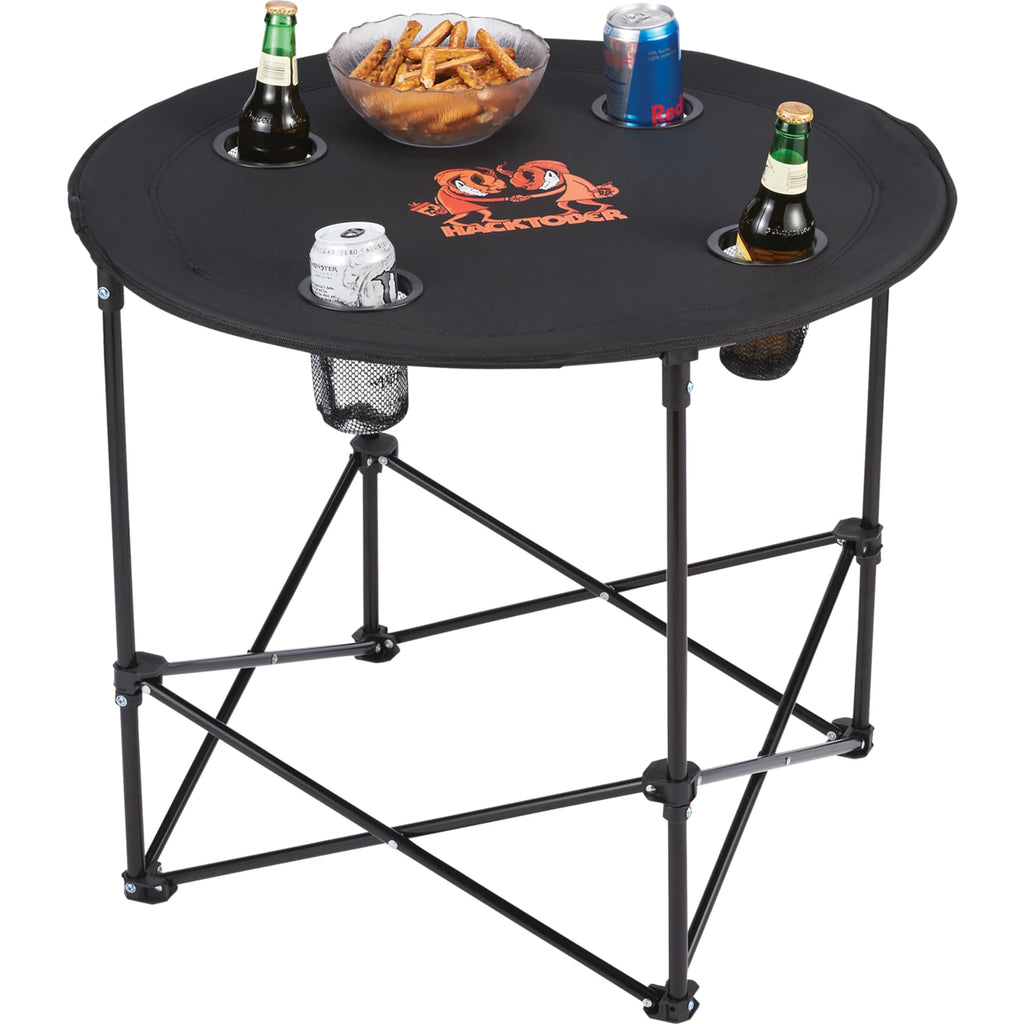 Game Day Round Folding Table for Four Transfer - Black - Photo