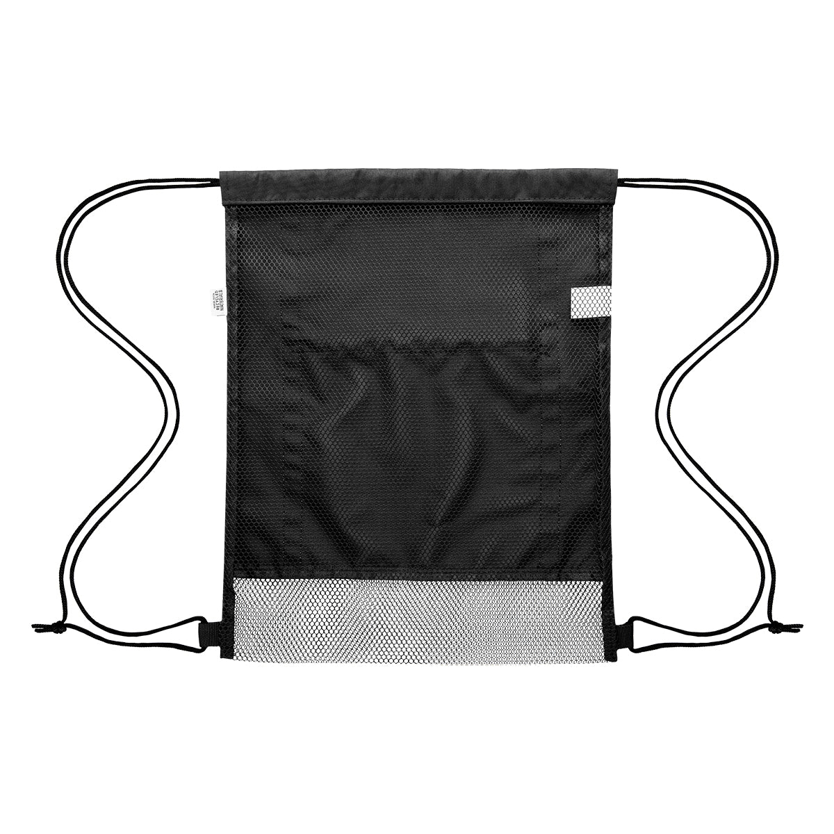 Game Time Reflective Drawstring Bag in Recycled PET - Black - Back