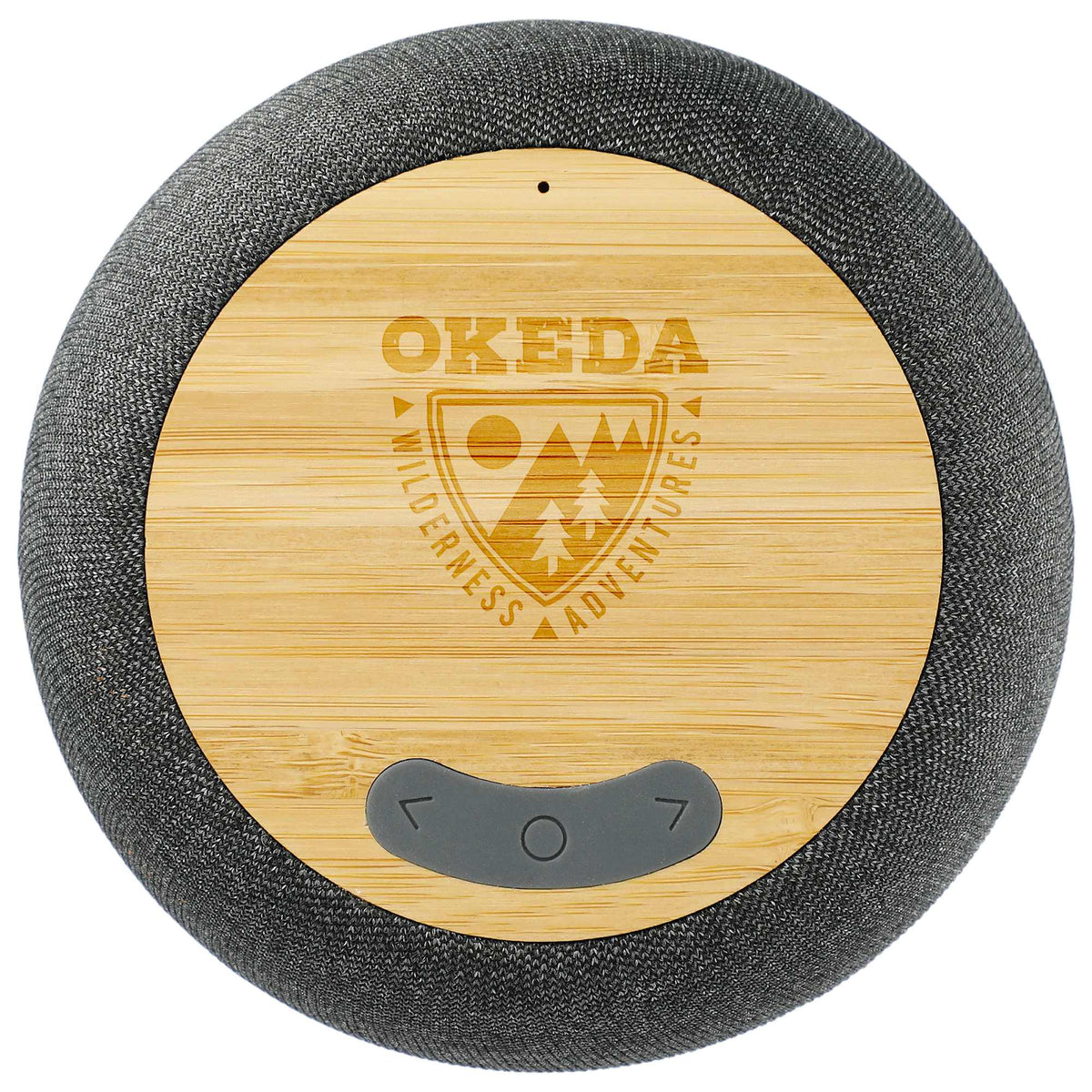 Garm Wireless Charging Speaker with Bamboo Top Laser Engraving - Gray - Front