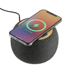 Garm Wireless Charging Speaker with Bamboo Top Laser Engraving - Gray - Right Angle 4