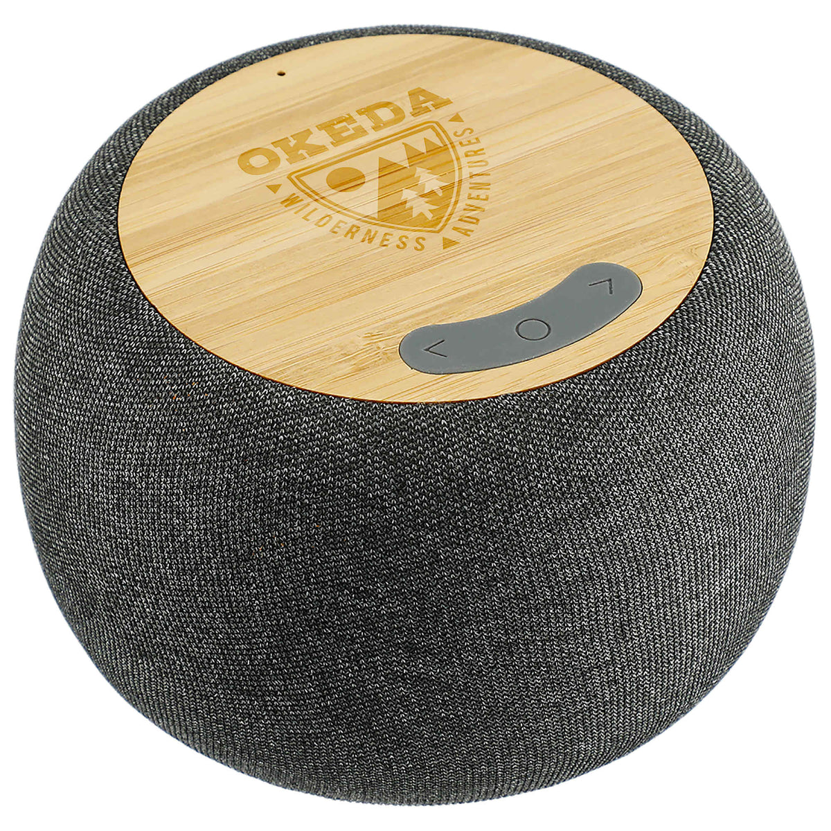 Garm Wireless Charging Speaker with Bamboo Top Laser Engraving - Gray - Right Angle