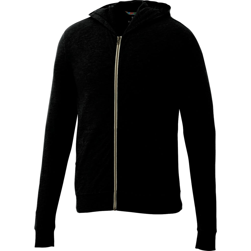 Garner Lightweight Knit Zip Hoodie with Thumb Holes for Men Transfer - Black - Front Flat
