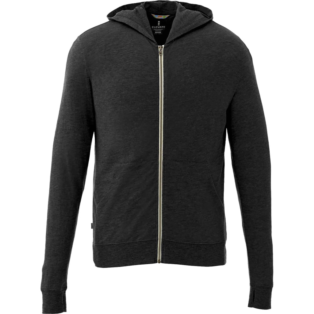 Garner Lightweight Knit Zip Hoodie with Thumb Holes for Men Transfer - Black - Front