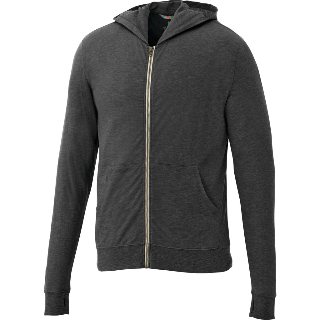 Garner Lightweight Knit Zip Hoodie with Thumb Holes for Men Transfer - Heather Dark Charcoal - Front Flat