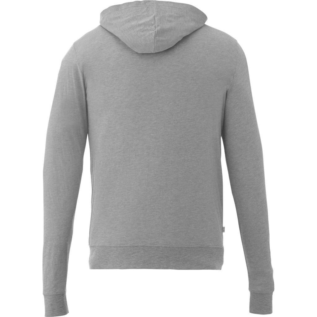 Garner Lightweight Knit Zip Hoodie with Thumb Holes for Men Transfer - Heather Grey - Back Flat