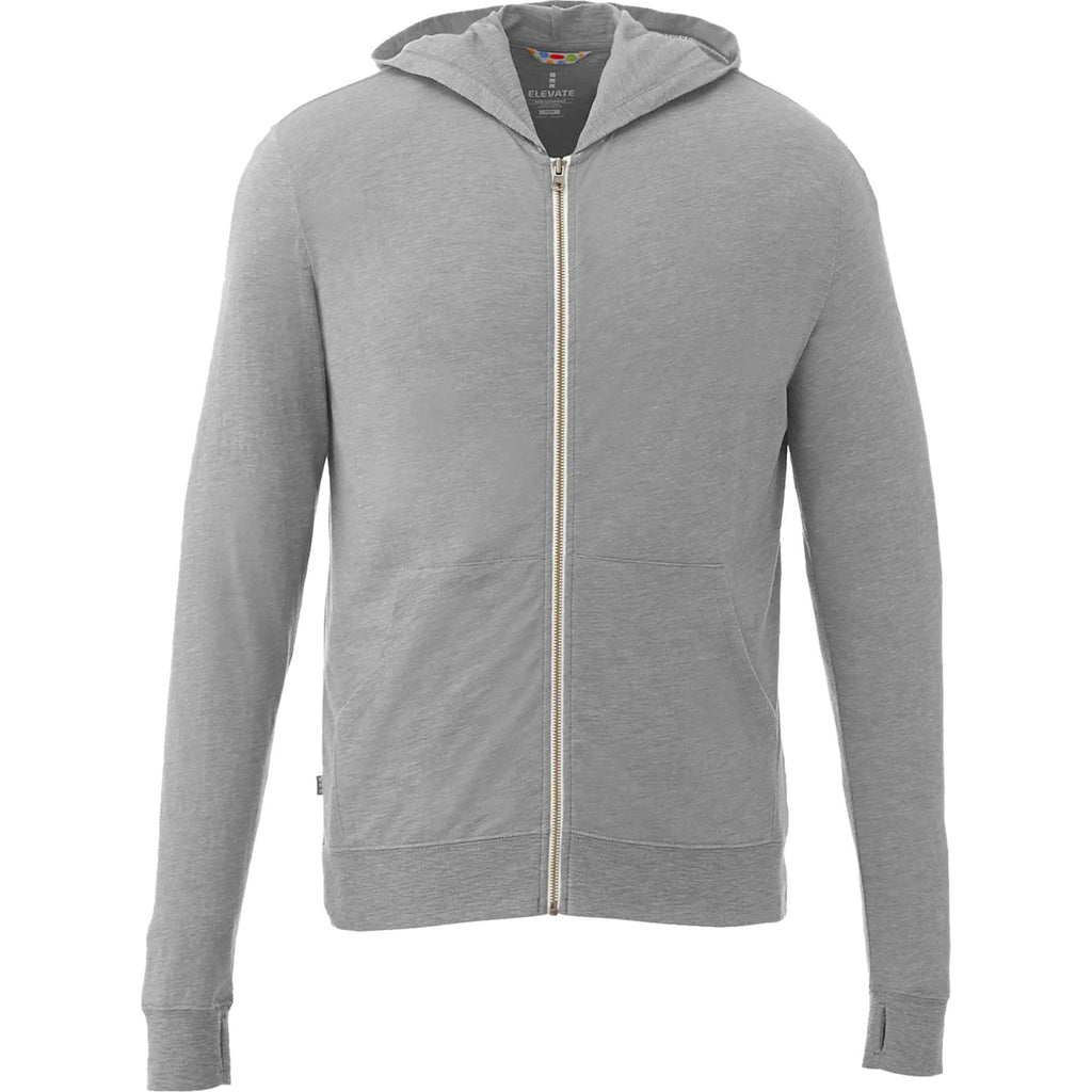 Garner Lightweight Knit Zip Hoodie with Thumb Holes for Men Transfer - Heather Grey - Front