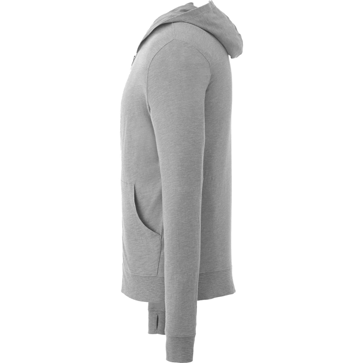 Garner Lightweight Knit Zip Hoodie with Thumb Holes for Men Transfer - Heather Grey - Left Side
