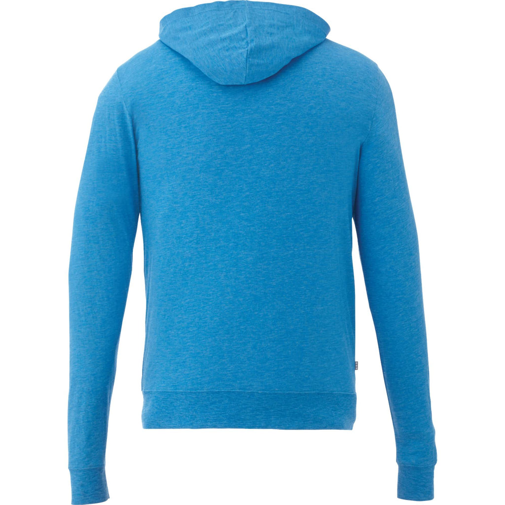 Garner Lightweight Knit Zip Hoodie with Thumb Holes for Men Transfer - Olympic Blue Heather - Back Flat