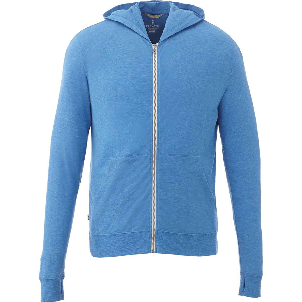 Garner Lightweight Knit Zip Hoodie with Thumb Holes for Men Transfer - Olympic Blue Heather - Front