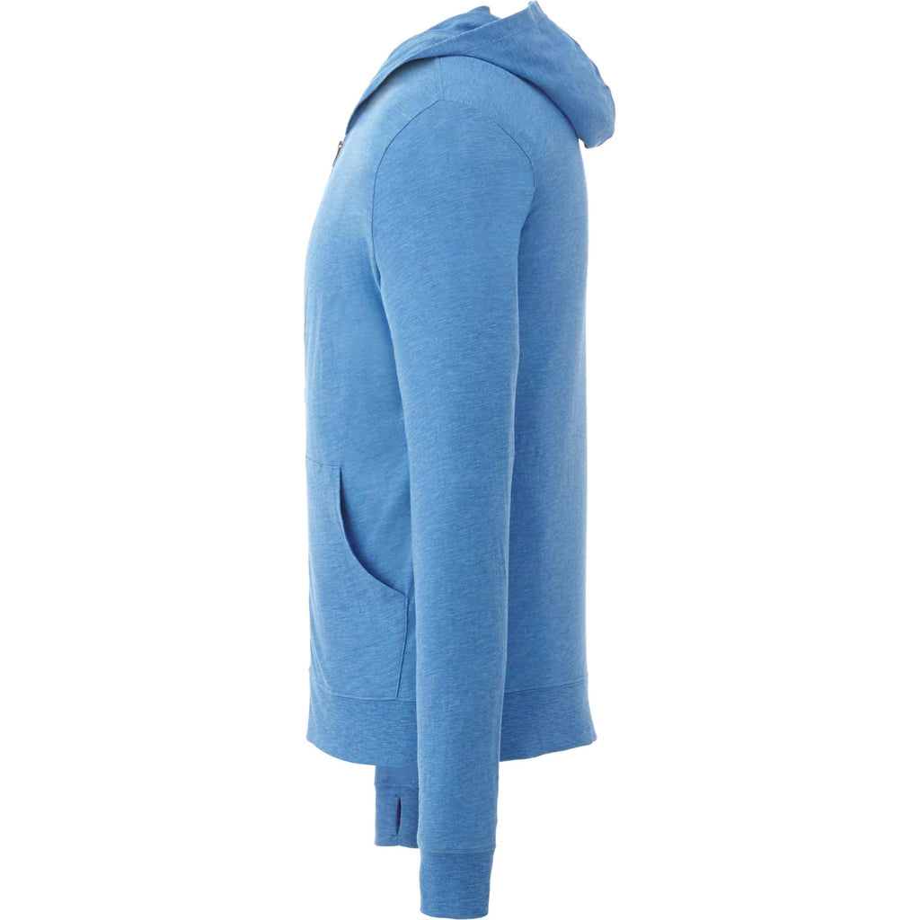 Garner Lightweight Knit Zip Hoodie with Thumb Holes for Men Transfer - Olympic Blue Heather - Left Side