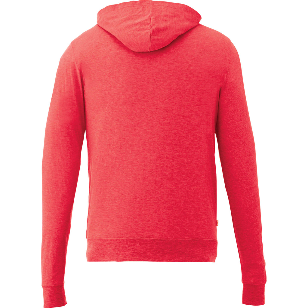 Garner Lightweight Knit Zip Hoodie with Thumb Holes for Men Transfer - Team Red Heather - Back Flat