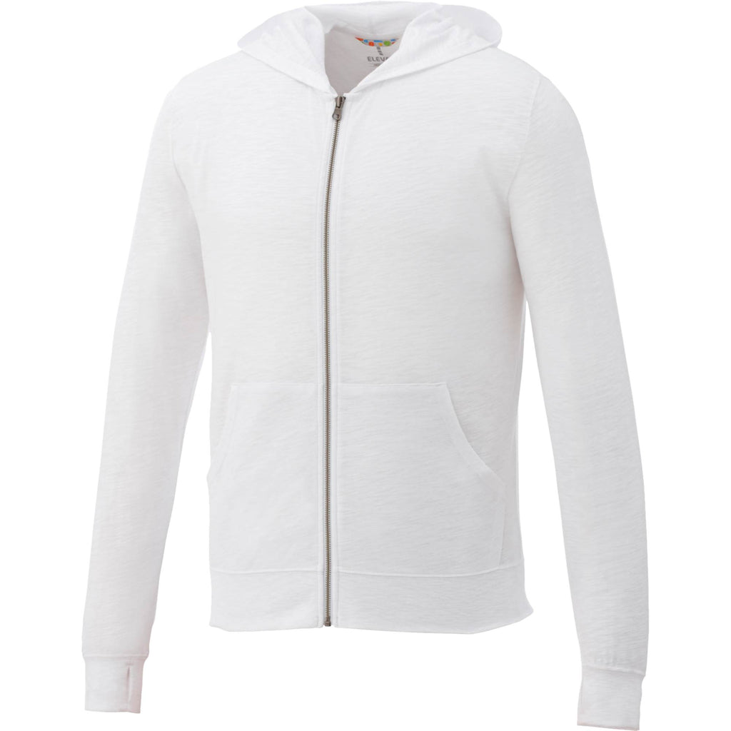 Garner Lightweight Knit Zip Hoodie with Thumb Holes for Men Transfer - White - Front Flat