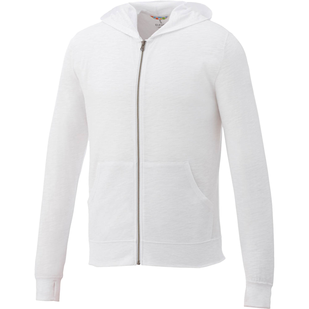 Garner Lightweight Knit Zip Hoodie with Thumb Holes for Men Transfer - White - Front Flat