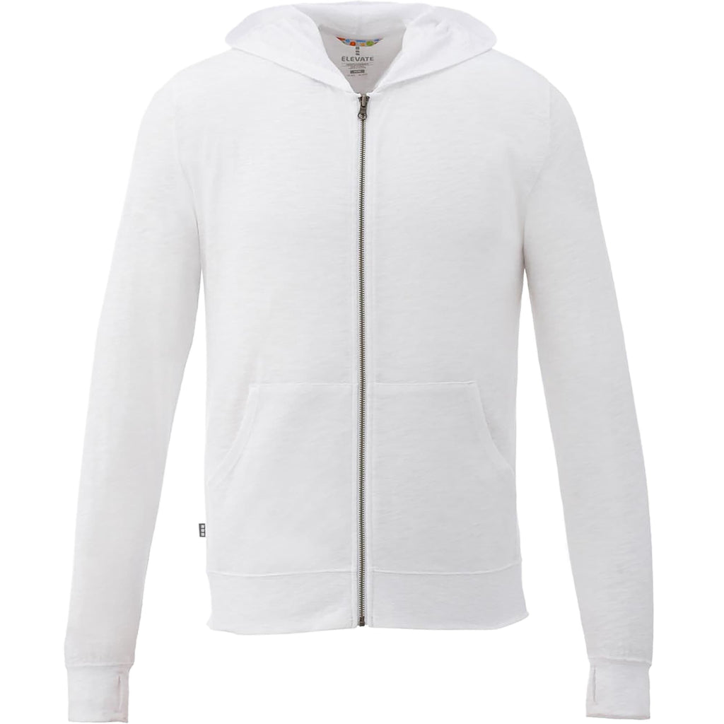 Garner Lightweight Knit Zip Hoodie with Thumb Holes for Men Transfer - White - Front