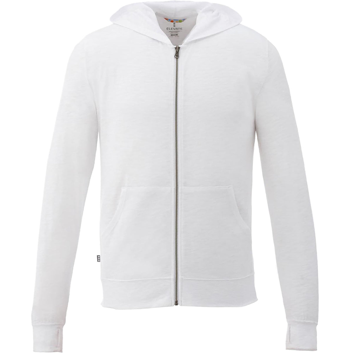 Garner Lightweight Knit Zip Hoodie with Thumb Holes for Men Transfer - White - Front