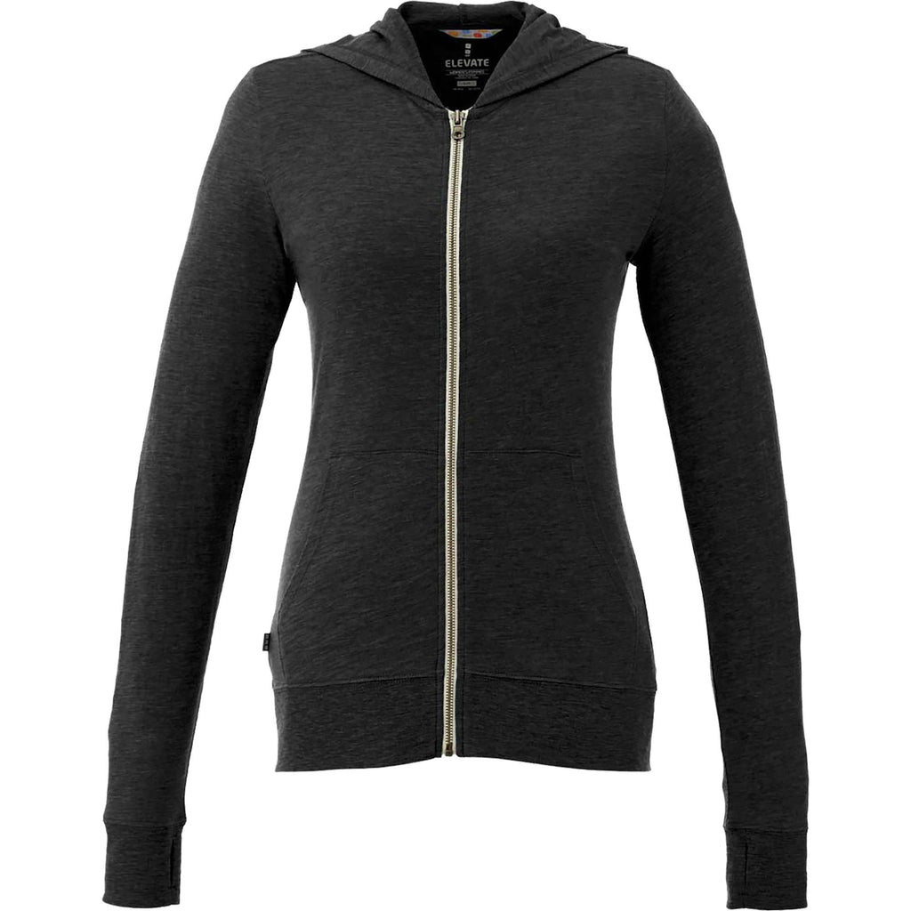 Garner Lightweight Knit Zip Hoodie with Thumb Holes for Women Transfer - Black - Front