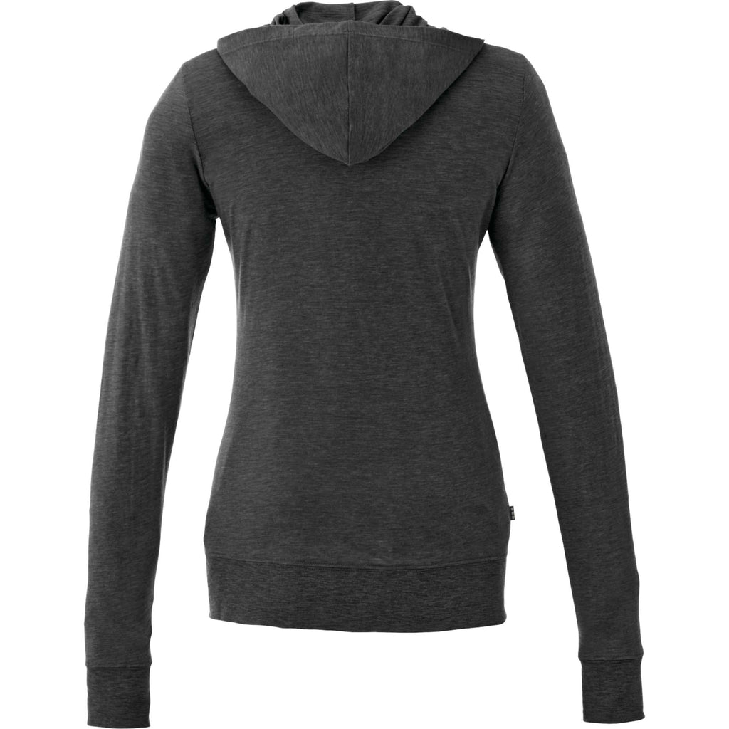 Garner Lightweight Knit Zip Hoodie with Thumb Holes for Women Transfer - Heather Dark Charcoal - Back Flat