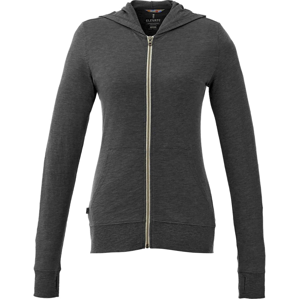 Garner Lightweight Knit Zip Hoodie with Thumb Holes for Women Transfer - Heather Dark Charcoal - Front