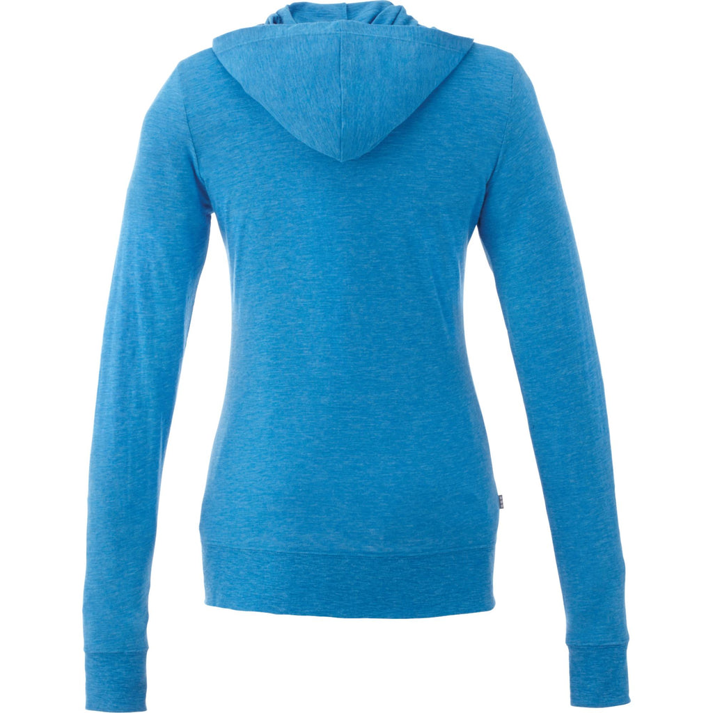 Garner Lightweight Knit Zip Hoodie with Thumb Holes for Women Transfer - Olympic Blue Heather - Back Flat