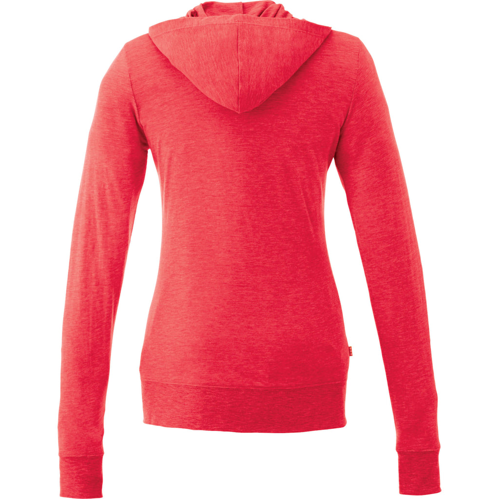 Garner Lightweight Knit Zip Hoodie with Thumb Holes for Women Transfer - Team Red Heather - Back Flat